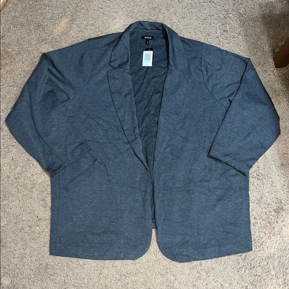 Torrid Jersey Knit Open Front Blazer Longline Collared‎ Jacket Career Gray 6X